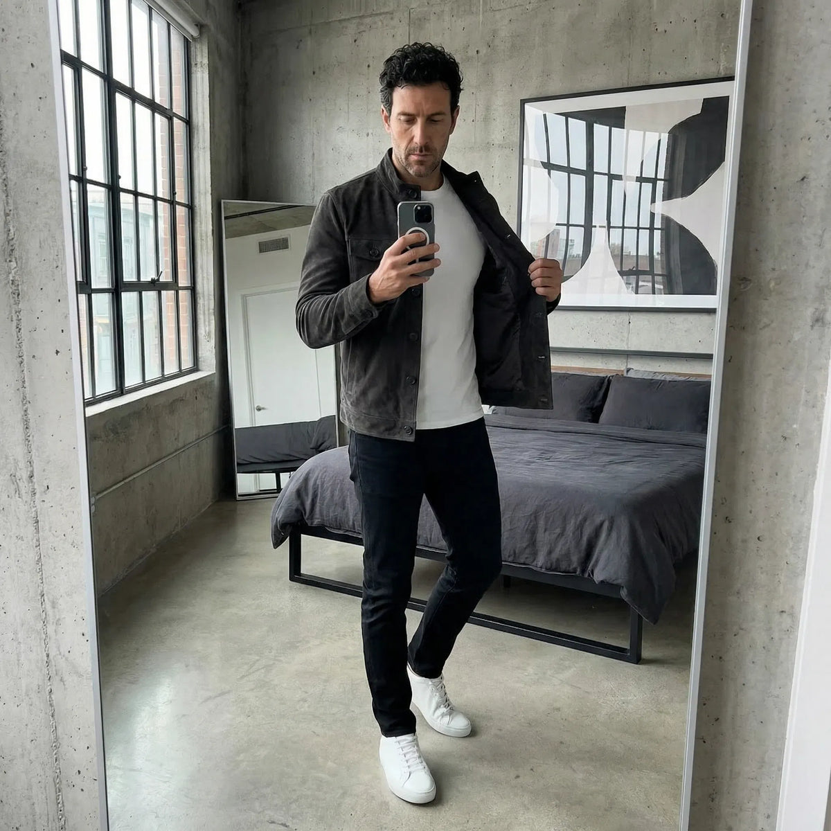 Philippe - Veste Élégante Daim Col Chemise