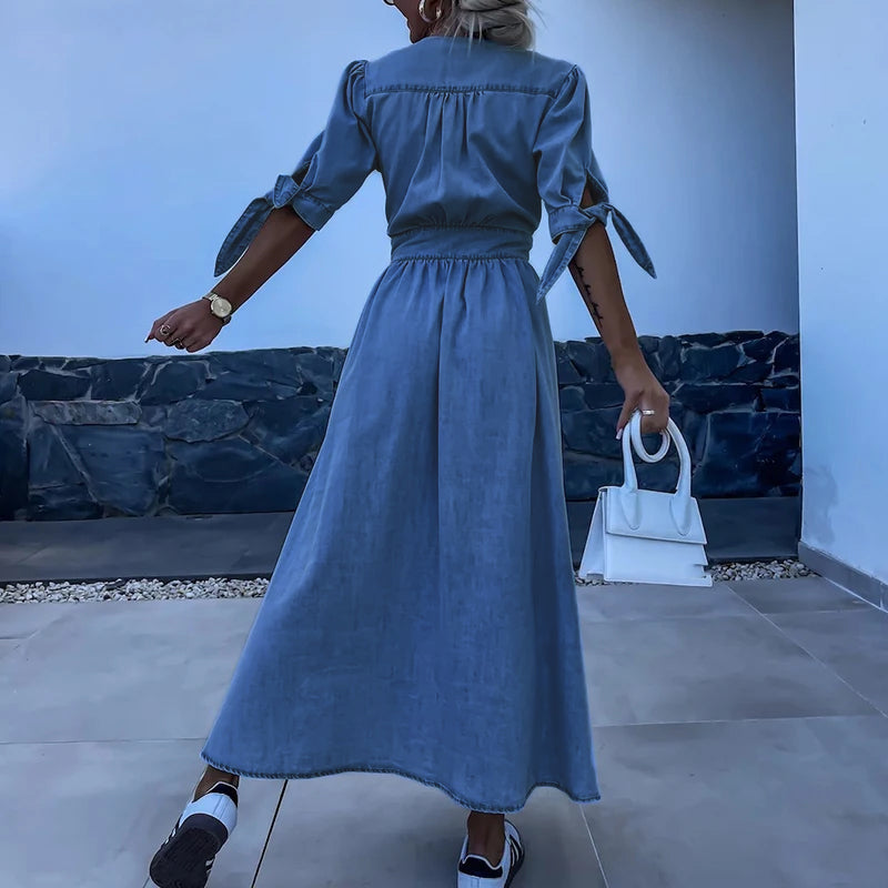 Clarisse - Robe en jean - Élégante, Intemporelle, Coupe parfaite - Femme