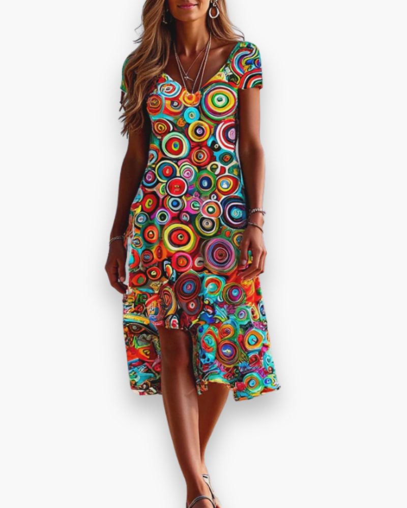 Femmes Robe colorée ludique | Midi d'été 0