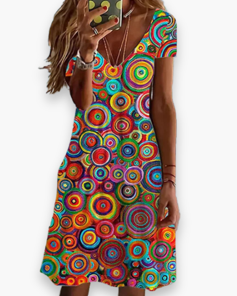 Femmes Robe colorée ludique | Midi d'été 1