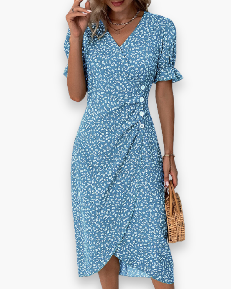 Femmes d'élégants fleurs en V Robe à col | Midi 5