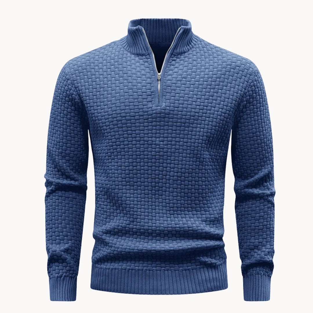 Sébastien - Pull Élégant Col Montant Texturé