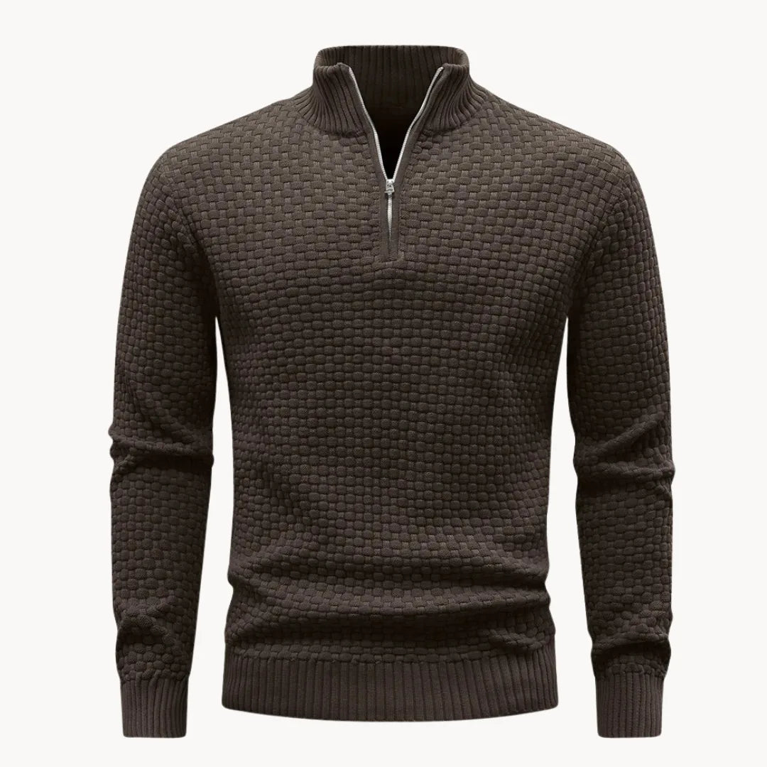 Sébastien - Pull Élégant Col Montant Texturé