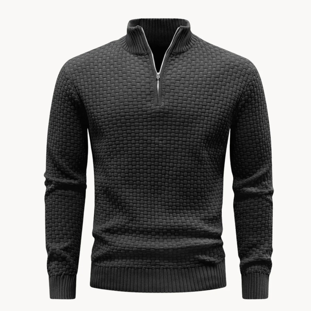 Sébastien - Pull Élégant Col Montant Texturé