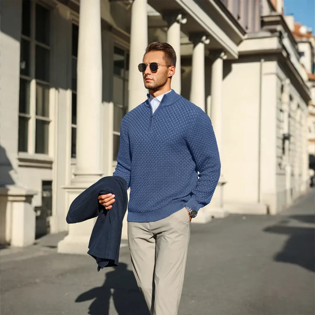 Sébastien - Pull Élégant Col Montant Texturé