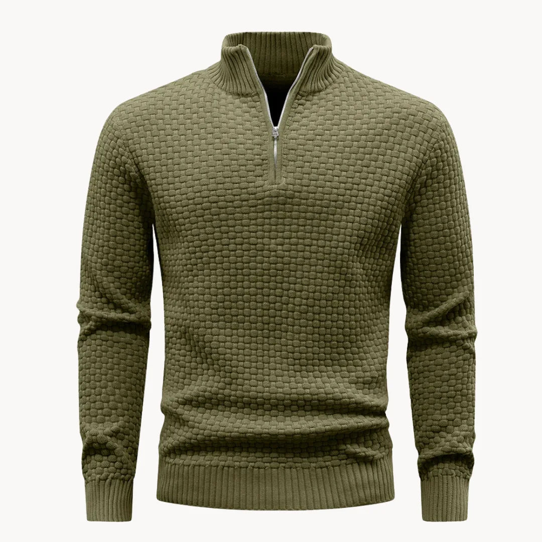 Sébastien - Pull Élégant Col Montant Texturé