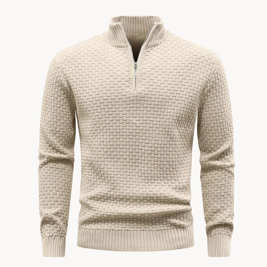 Sébastien - Pull Élégant Col Montant Texturé
