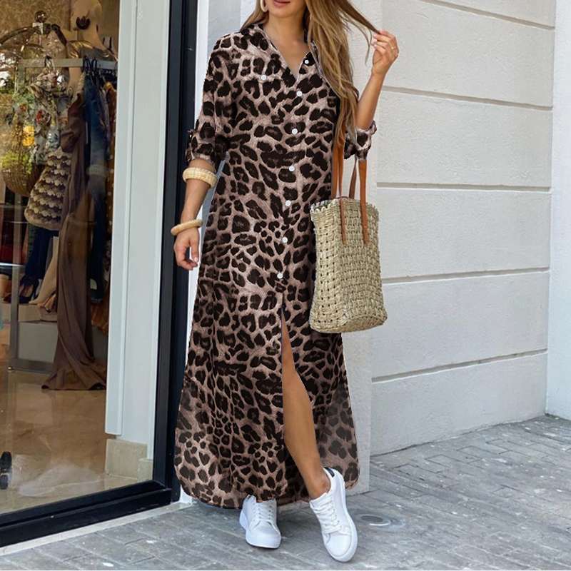 Mélanie - Robe imprimée léopard - Coton, Lin, Confortable - Femme