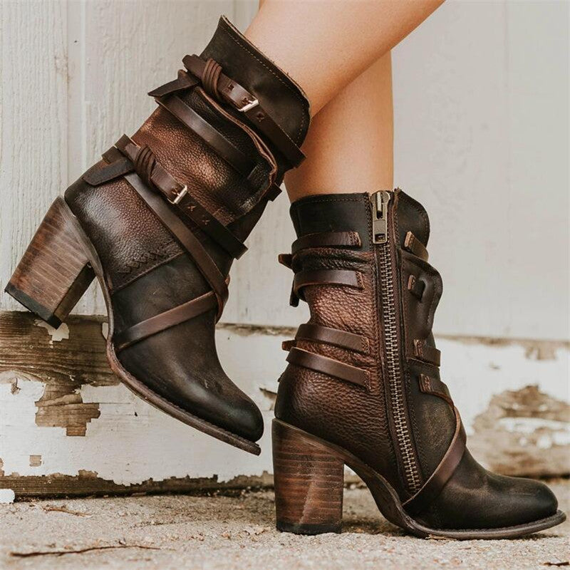 Louise - Bottes en cuir vintage Femme