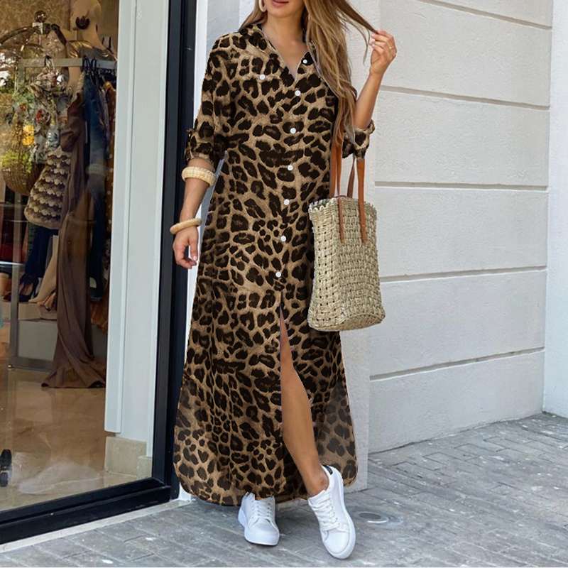 Mélanie - Robe imprimée léopard - Coton, Lin, Confortable - Femme