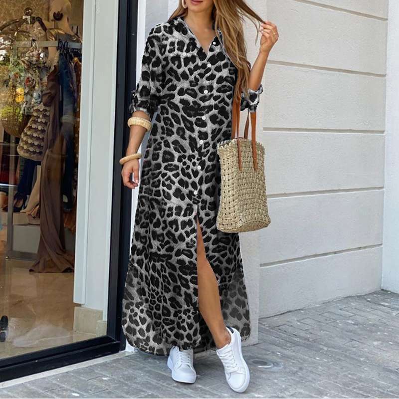 Mélanie - Robe imprimée léopard - Coton, Lin, Confortable - Femme