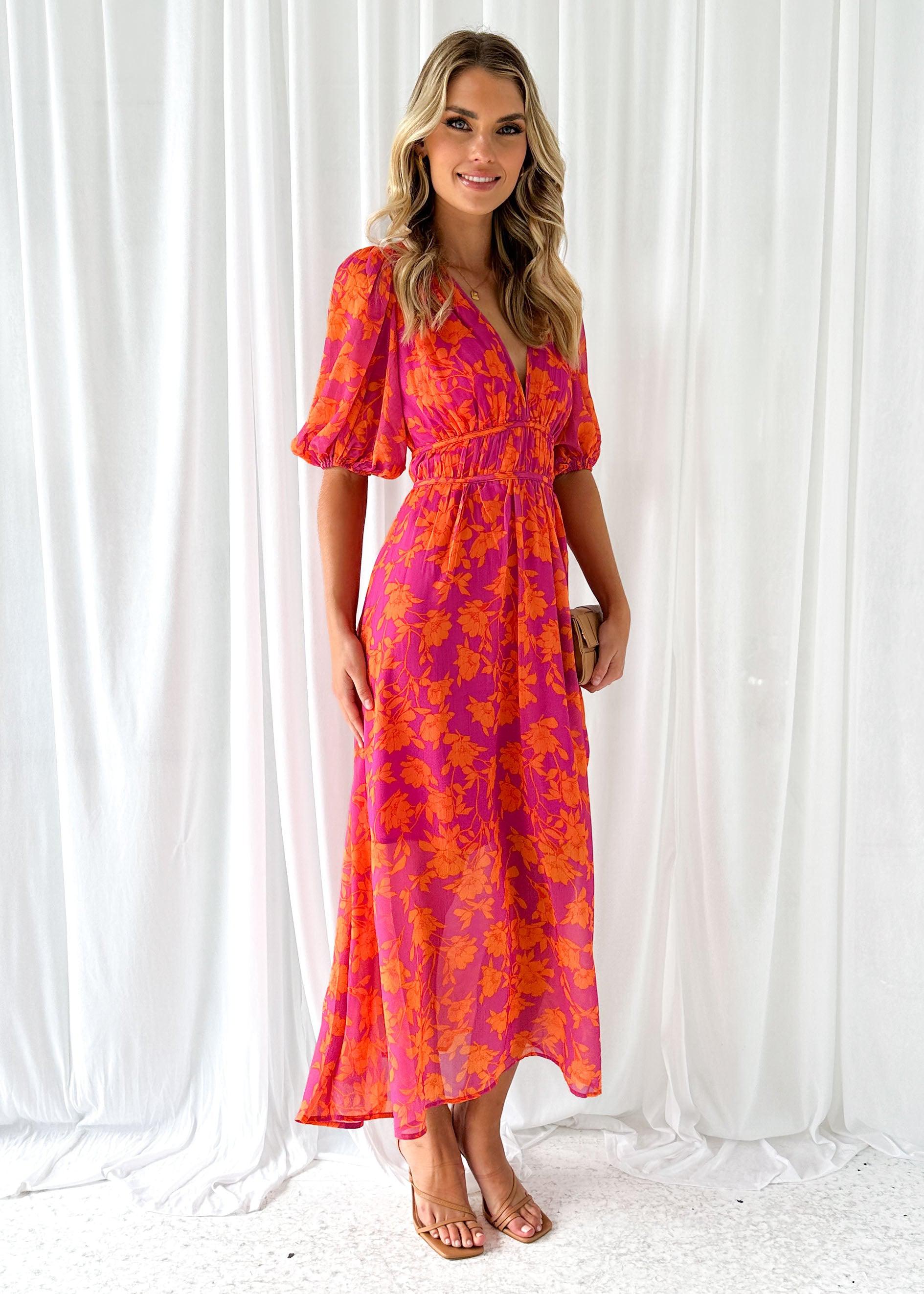 Gaëlle - Robe en coton et lin - Col rond, Imprimé naturel - Femme
