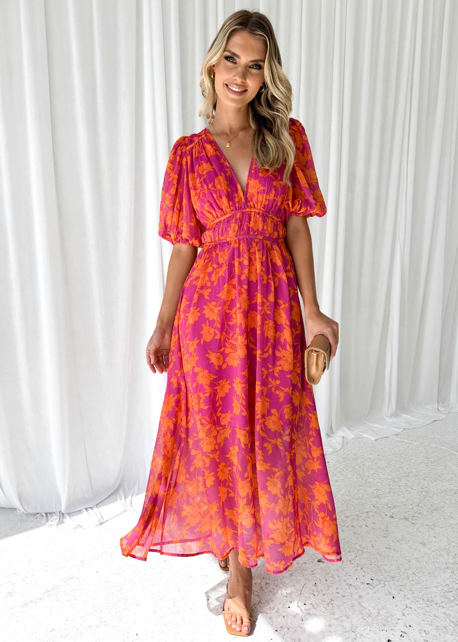 Gaëlle - Robe en coton et lin - Col rond, Imprimé naturel - Femme