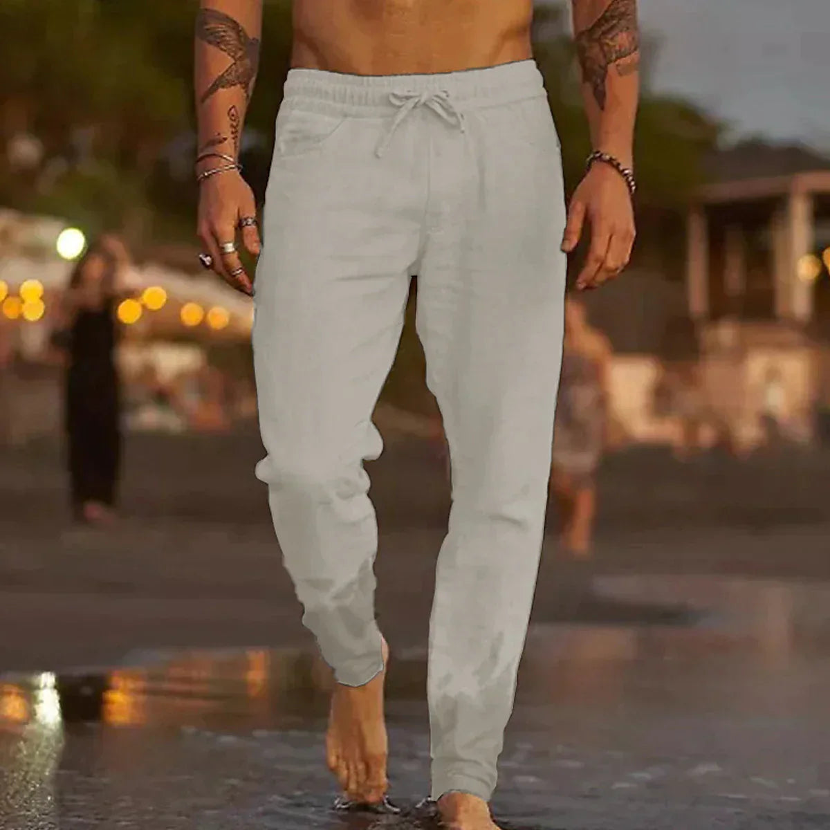 Hugo - Pantalon en Lin d'Été Léger Homme
