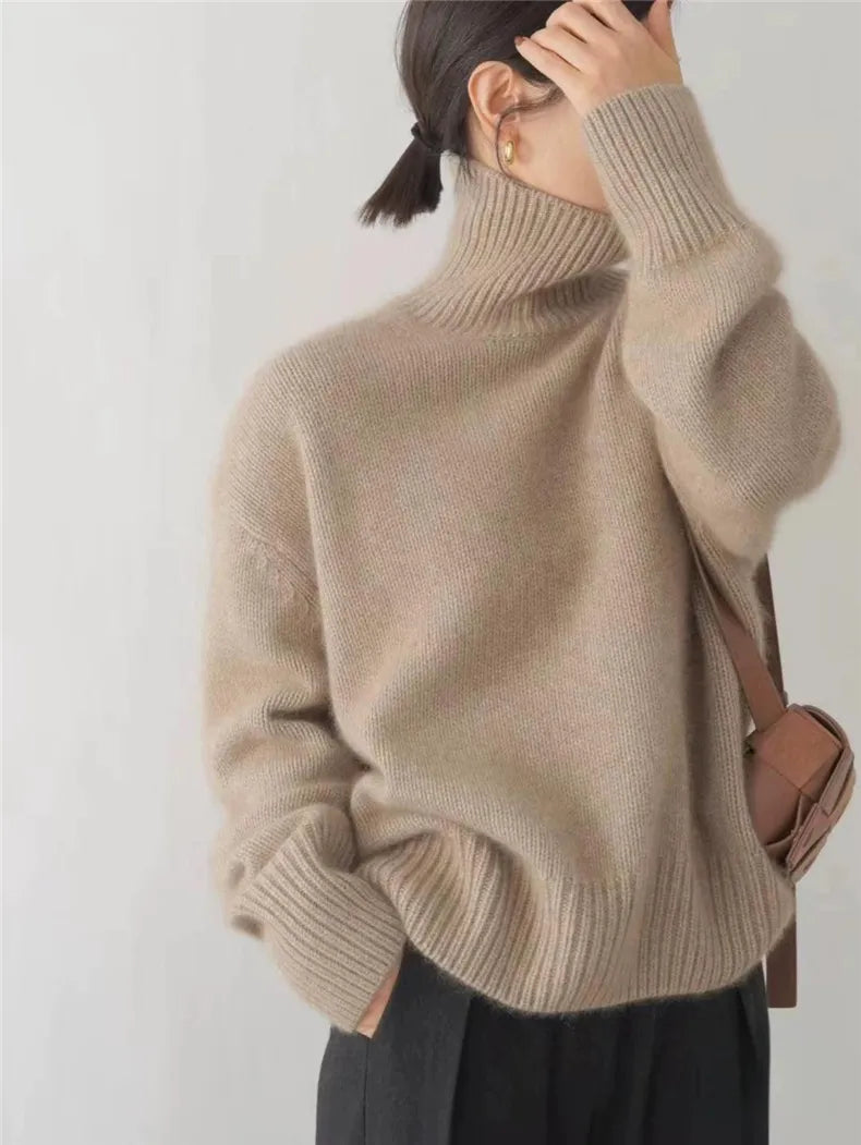 Céline - Pull Élégant Oversize Col Roulé