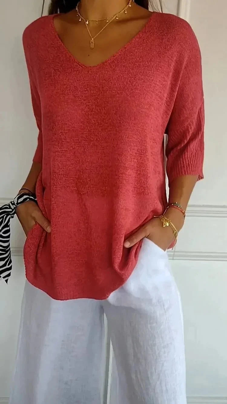 Louise - Pull léger à col V femme