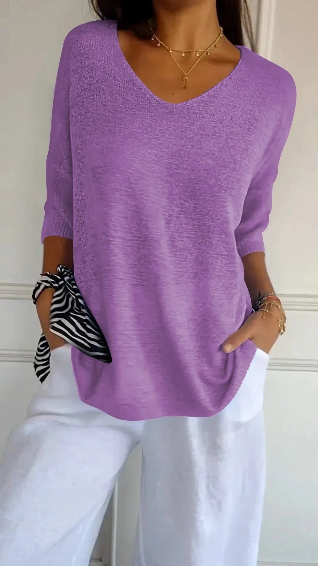 Louise - Pull léger à col V femme