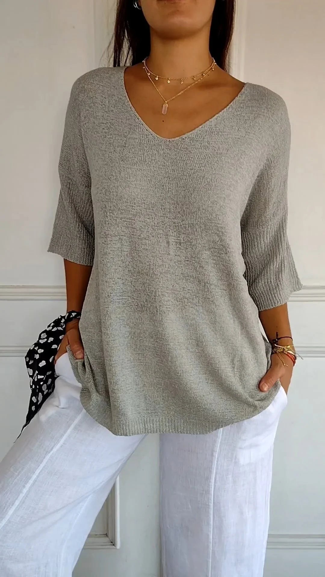 Louise - Pull léger à col V femme