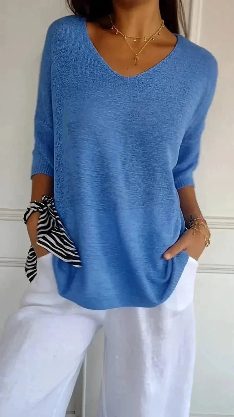 Louise - Pull léger à col V femme