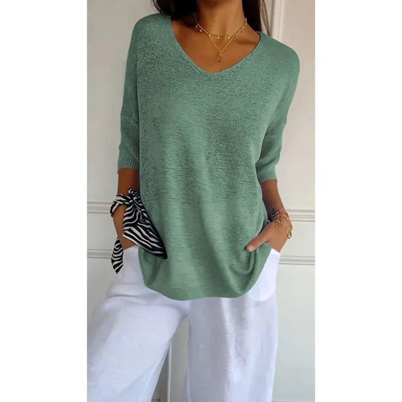 Louise - Pull léger à col V femme
