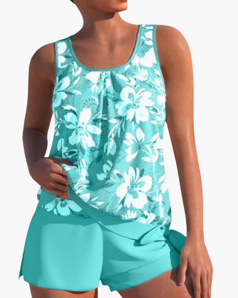 Mesdames Floral Tankini Set | Two -Tone Summery 0