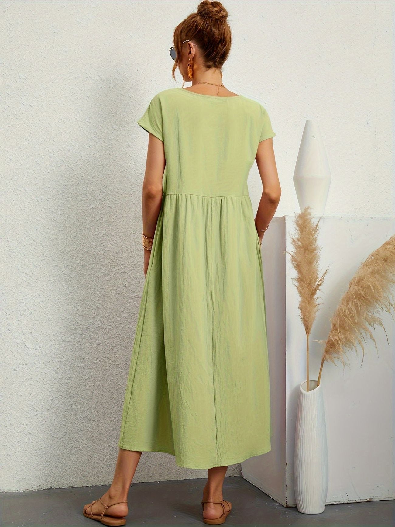 Julie - Robe Longue Femme Élégante à Manches Courtes