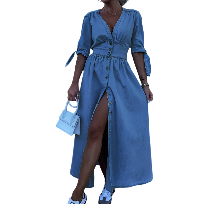 Clarisse - Robe en jean - Élégante, Intemporelle, Coupe parfaite - Femme