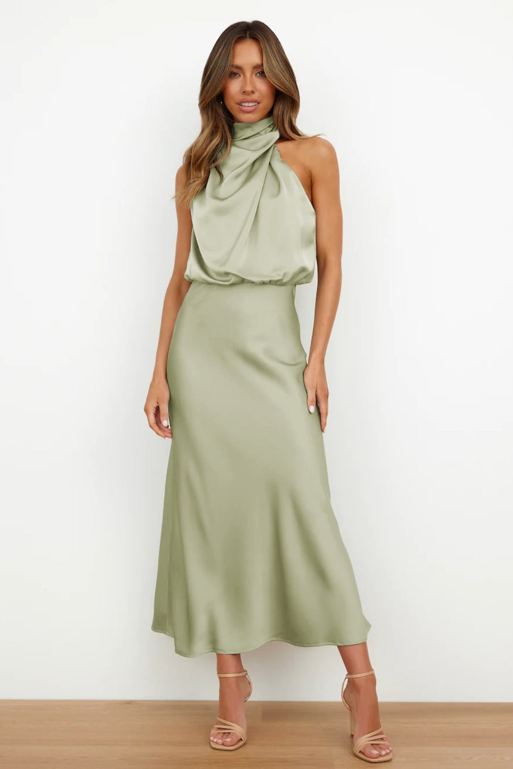 Clémence - Robe midi élégante - Encolure asymétrique, Femme