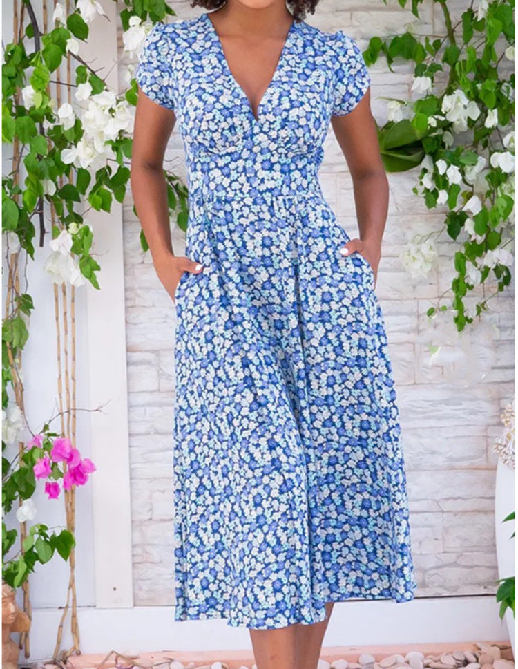 Vanessa - Robe Midi Fleurie Chic Femme