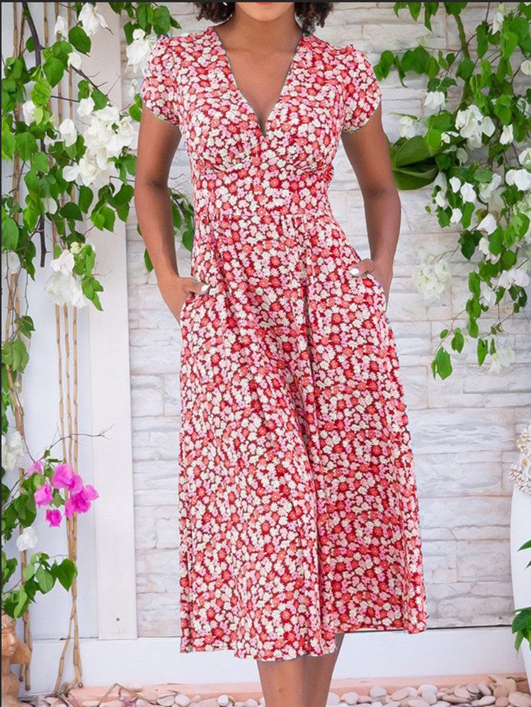 Vanessa - Robe Midi Fleurie Chic Femme