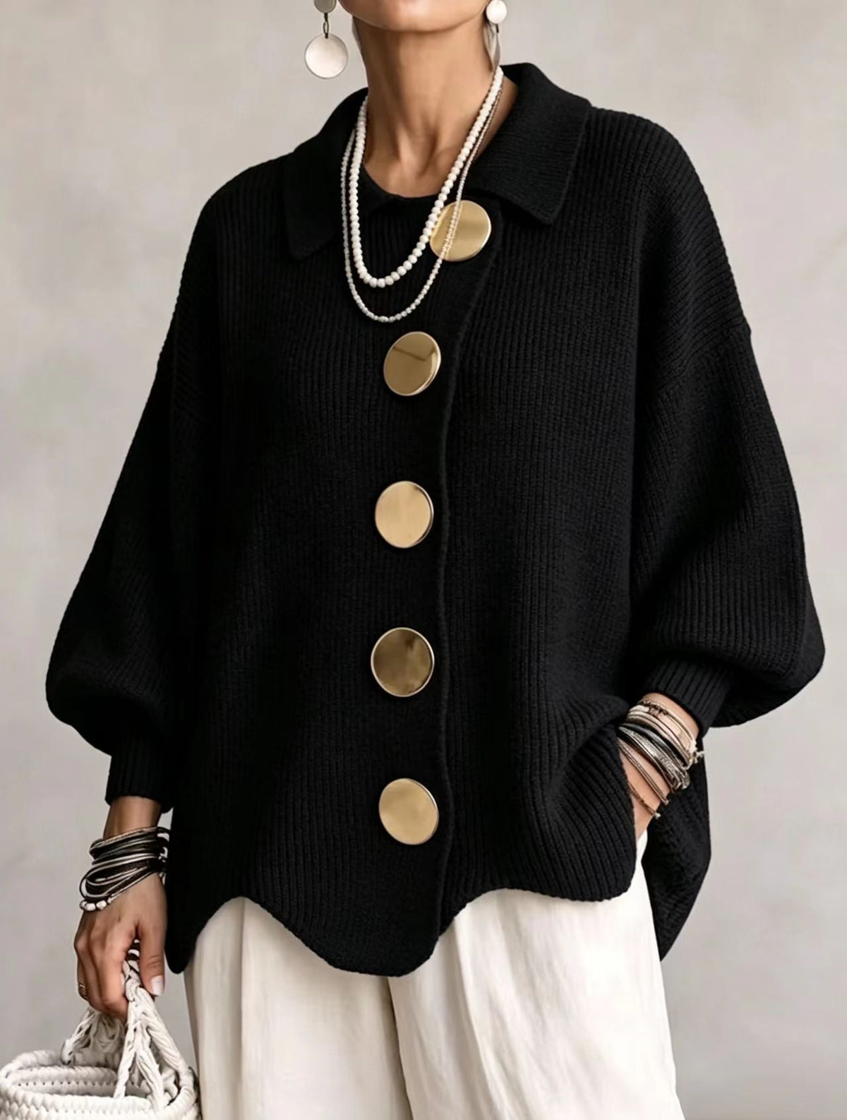 Caroline - Cardigan Élégant Oversize Gros Boutons