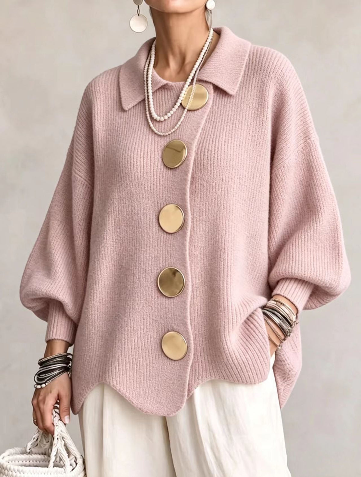 Caroline - Cardigan Élégant Oversize Gros Boutons