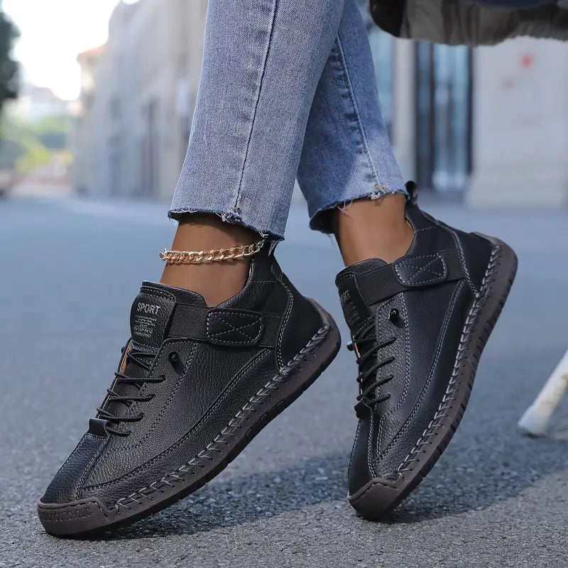 Laurence | Baskets Élégantes Cuir Surpiquées
