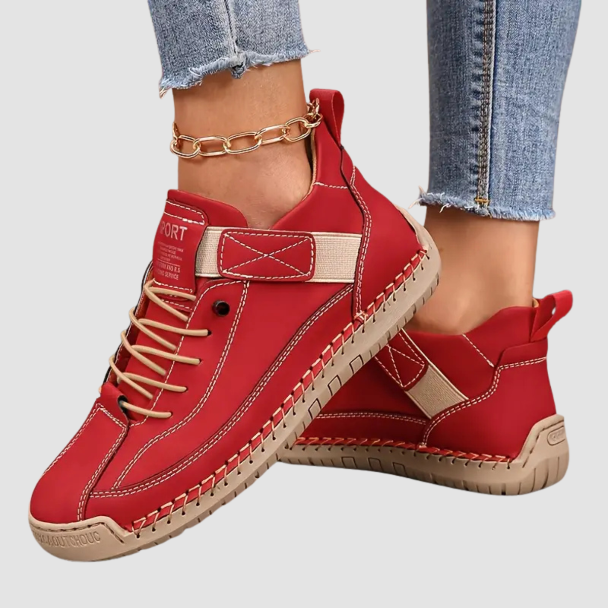 Laurence | Baskets Élégantes Cuir Surpiquées