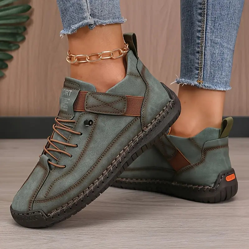Laurence | Baskets Élégantes Cuir Surpiquées