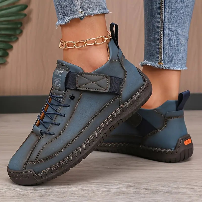 Laurence | Baskets Élégantes Cuir Surpiquées