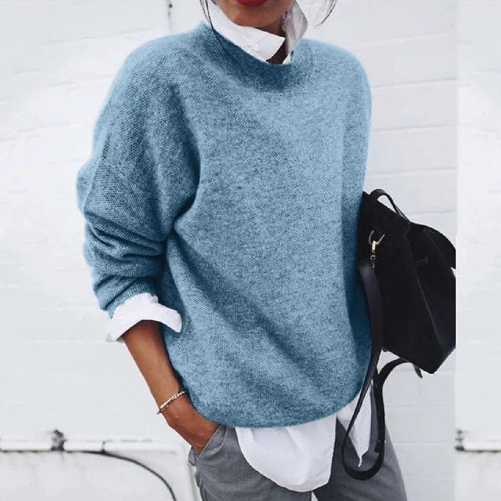 Camille - Pull Élégant Oversize Col Montant