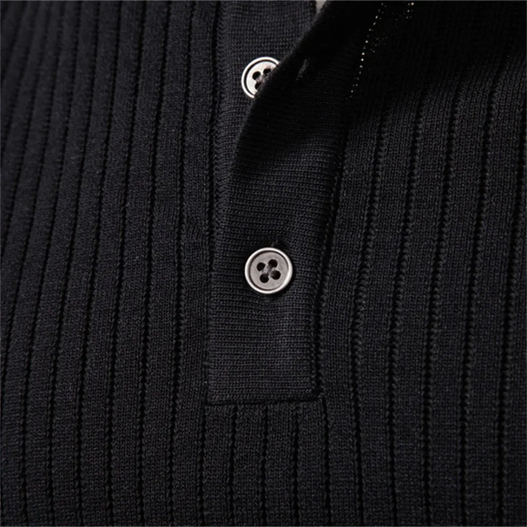 Marc - Pull Élégant Côtelé Col Boutonné