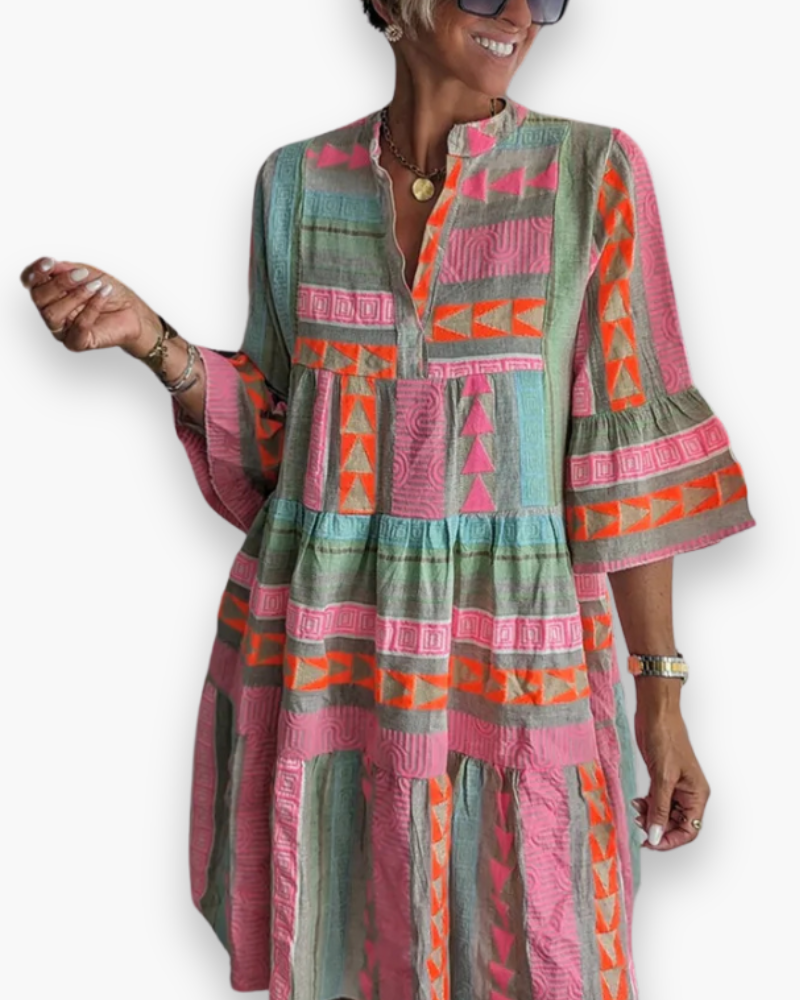 Robe bohème élégante femme | Coupe ample mi-longue 0