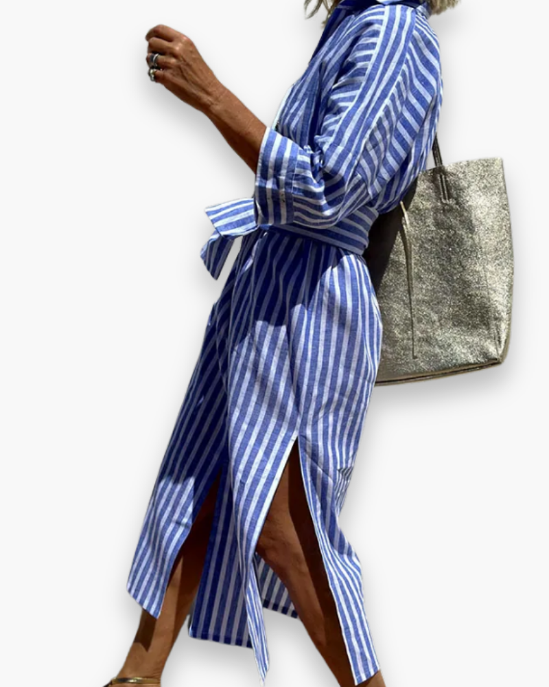 Robe chemise à rayures femme | Maxi élégante 2