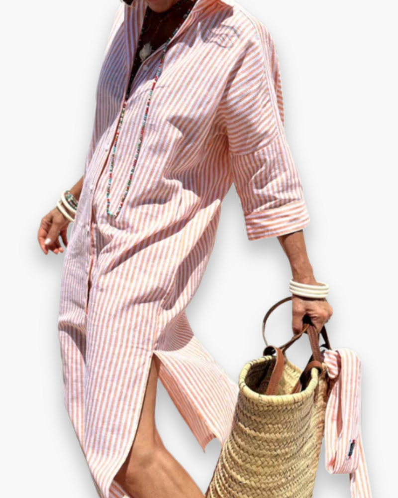 Robe chemise à rayures femme | Maxi élégante 3