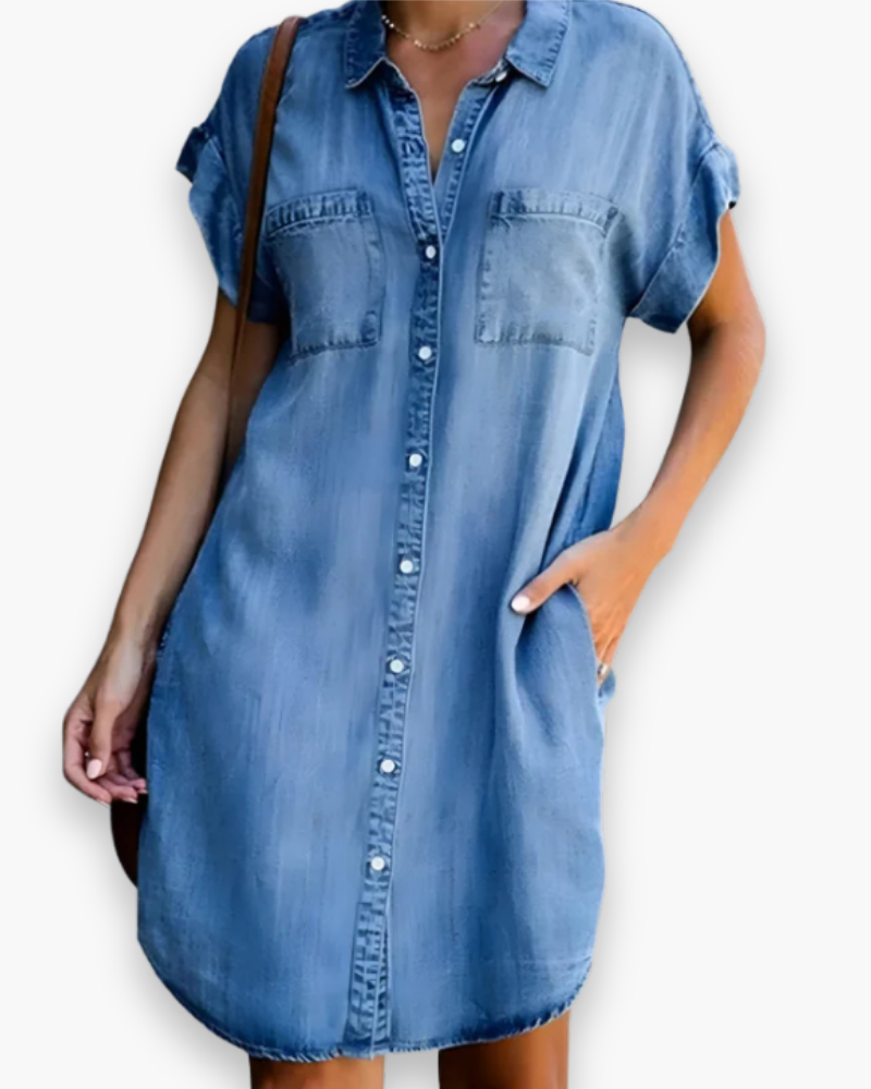 Robe chemise en jean femme | Mini élégante 0