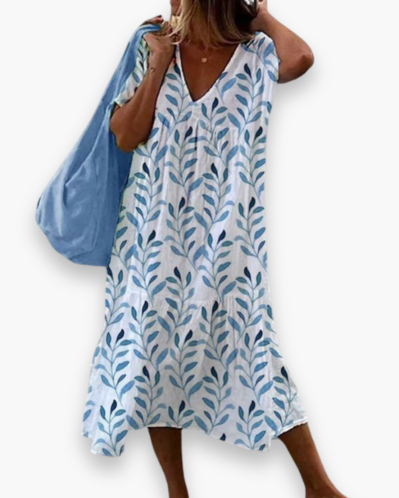 Robe élégante en V à cols en V | Robe de pression des feuilles festes 0