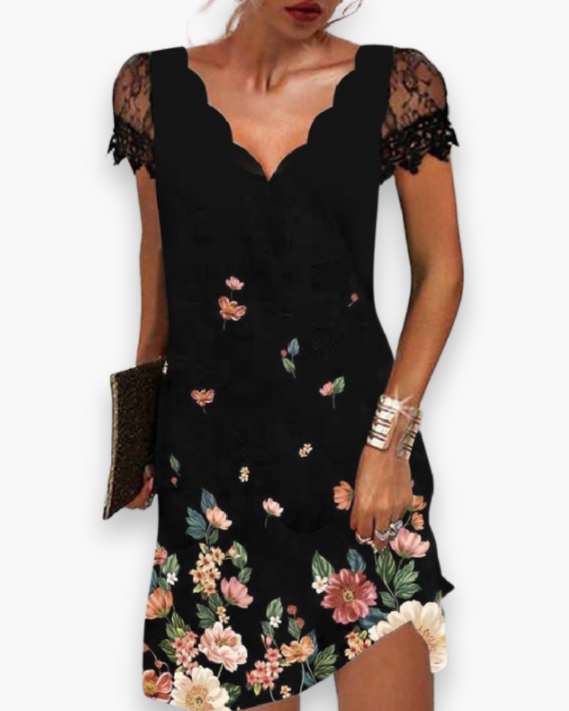 Robe élégante en V à cols en V | Robe festive midi pour invité de mariage 2
