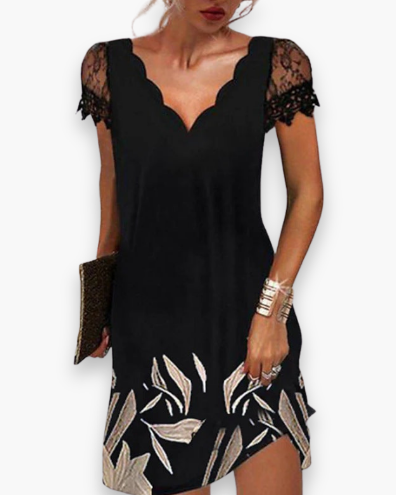 Robe élégante en V à cols en V | Robe festive midi pour invité de mariage 3