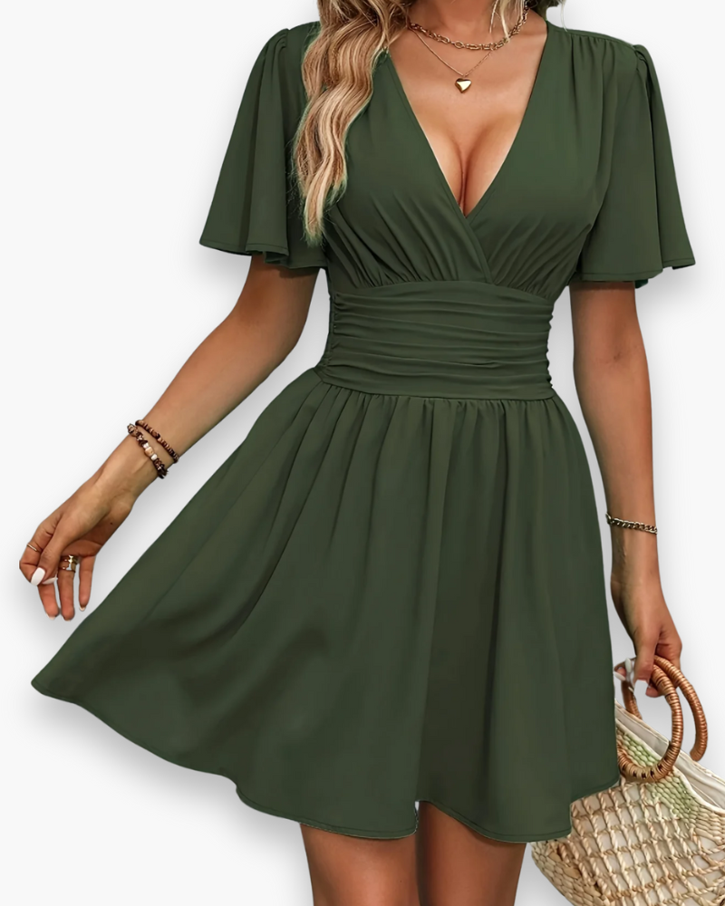 Robe élégante réunie des femmes | Col en V 0