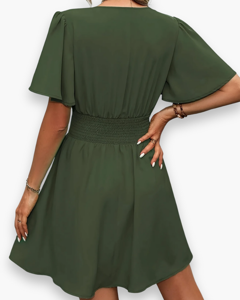 Robe élégante réunie des femmes | Col en V 1