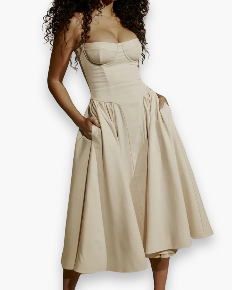 Robe midi vintage confortable des femmes | Robes d'été 0