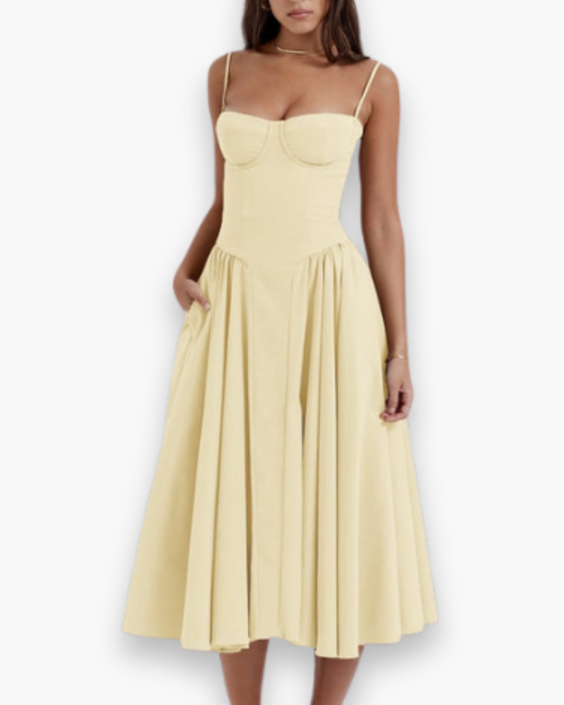 Robe midi vintage confortable des femmes | Robes d'été 11