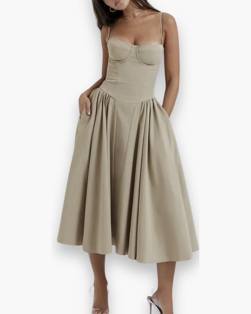 Robe midi vintage confortable des femmes | Robes d'été 5